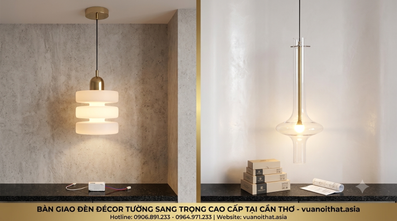 Bàn giao đèn thả decor tường sang trọng tại Cần Thơ