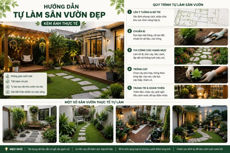 Hướng dẫn tự làm sân vườn đẹp kèm ảnh thực tế