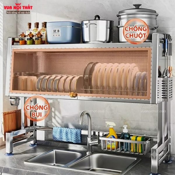 Kệ đựng chén bằng inox hiện đại PKB21 giúp người dùng sắp xếp căn bếp gọn gàng
