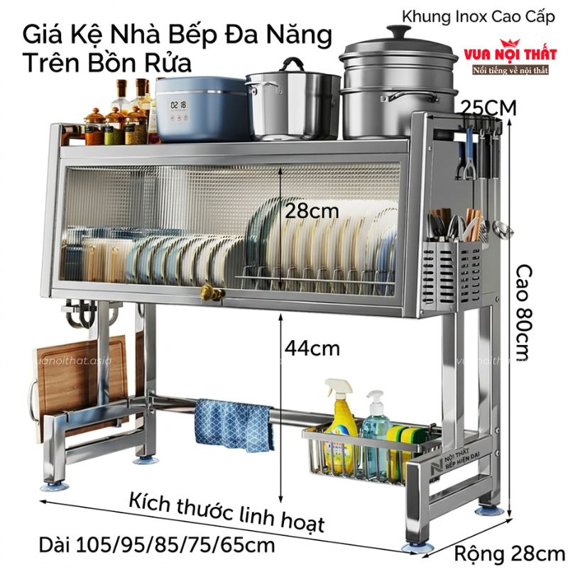 Kệ đựng chén bằng inox PKB21 có đa dạng kích thước