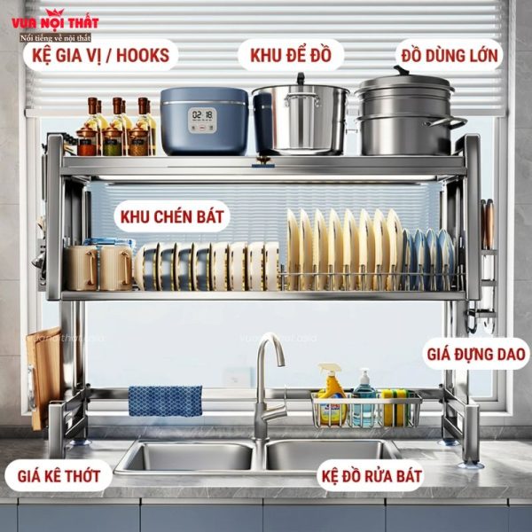 Kệ đựng chén PKB21 được làm từ chất liệu inox 201 cao cấp chống gỉ
