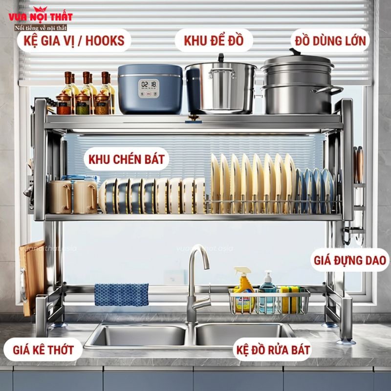 Kệ đựng chén PKB21 được làm từ chất liệu inox 201 cao cấp chống gỉ