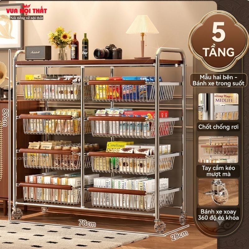 Đặc điểm nổi bật của kệ đựng đồ có bánh xe hiện đại PKB22