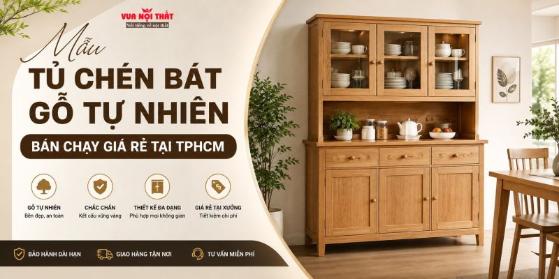 Mẫu tủ chén bát gỗ tự nhiên cao cấp bán chạy giá tốt