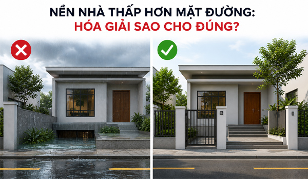 Nền nhà thấp hơn mặt đường: Hóa giải sao cho đúng?