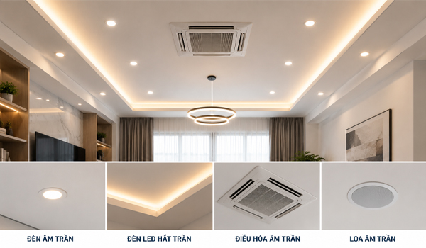 Trần thạch cao giúp việc lắp đặt đèn âm trần, đèn LED trở nên thuận tiện hơn