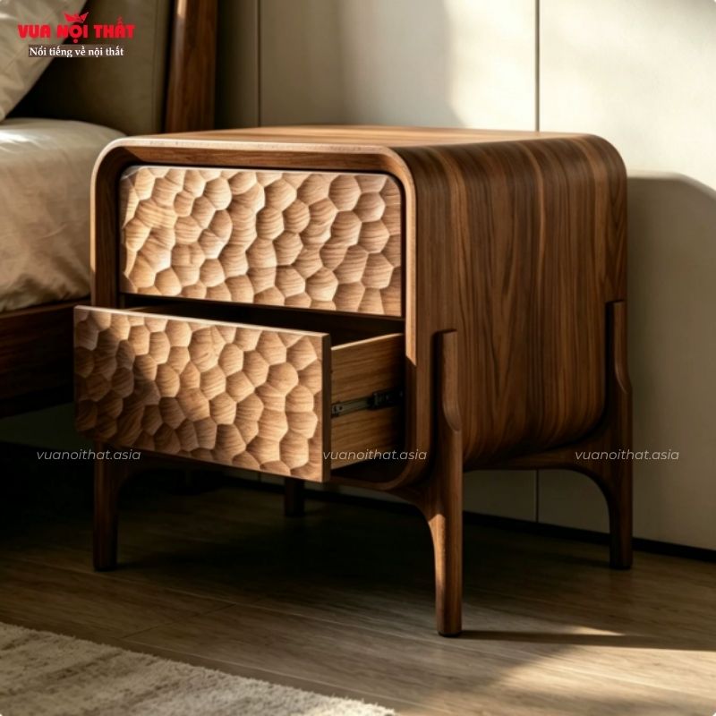 Tủ đầu giường gỗ TDG22 được làm bằng gỗ tần bì hoặc gỗ óc chó