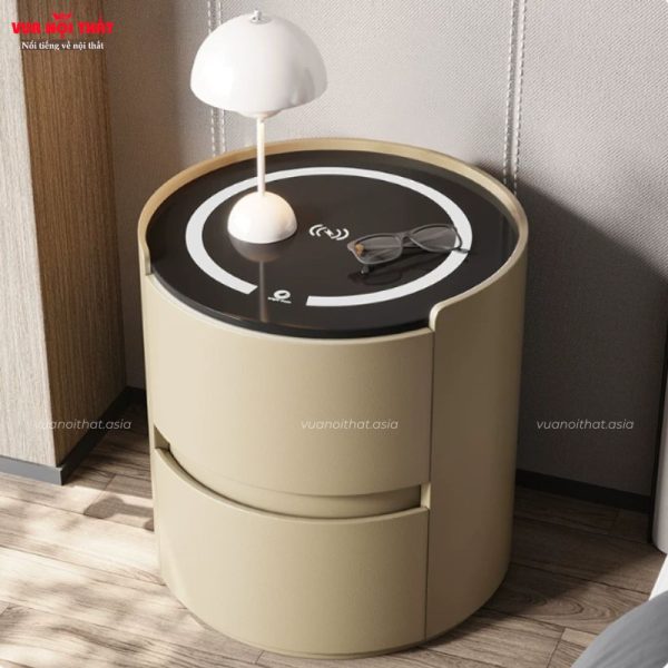 Tủ đầu giường tròn kiểu Ý cao cấp TDG23 với khung gỗ thông chắc chắn