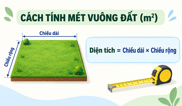 Cách tính mét vuông đất (m2) chuẩn theo công thức đơn giản