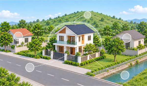 Địa hình, các công trình xung quanh ảnh hưởng đến việc xác định hướng nhà