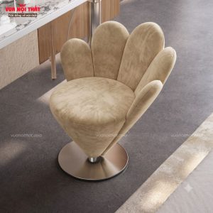 Ghế ngồi trang điểm hình cánh hoa GL82 - Màu trắng kem