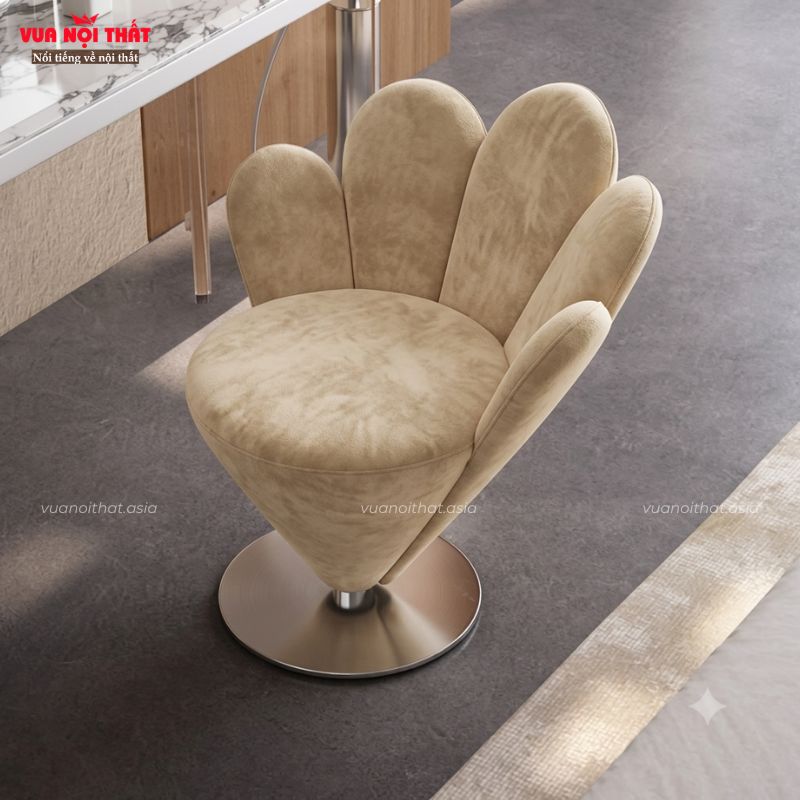 Ghế ngồi trang điểm hình cánh hoa GL82 - Màu trắng kem