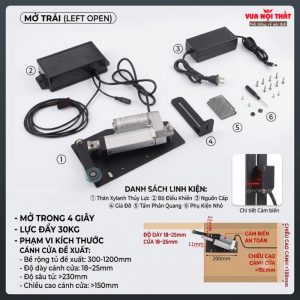 Bộ mở cửa tự động cho máy hút bụi PKNT01 có hai loại mở trái hoặc mở phải