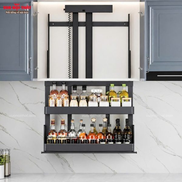 Chi tiết các bước sử dụng giá đựng đồ nhà bếp nâng hạ tự động cao cấp PKB23
