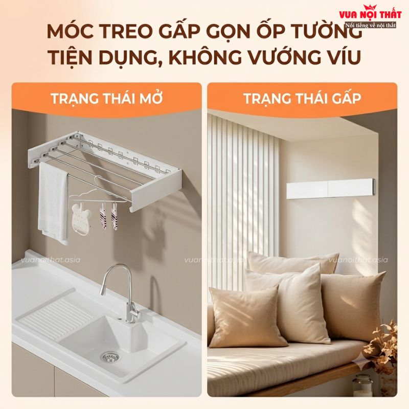 Giá phơi quần áo xếp gọn tiện dụng GD54 giúp không gian thêm gọn gàng