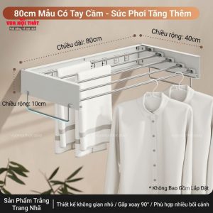 Giá phơi quần áo gấp gọn hiện đại GD54 có hai kích thước 80cm và 100cm