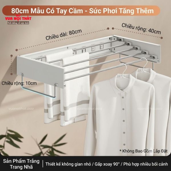 Giá phơi quần áo gấp gọn hiện đại GD54 có hai kích thước 80cm và 100cm