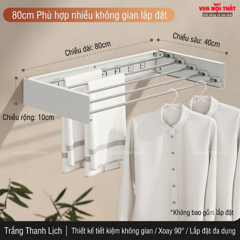 Giá treo quần áo gấp gọn GD54 có cơ chế vận hành đóng - mở dễ dàng
