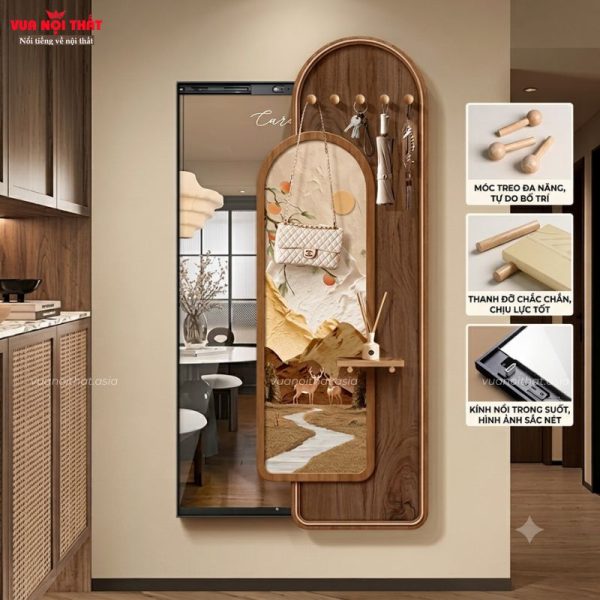 Gương soi treo tường cánh trượt bằng gỗ in UV cao cấp GS04