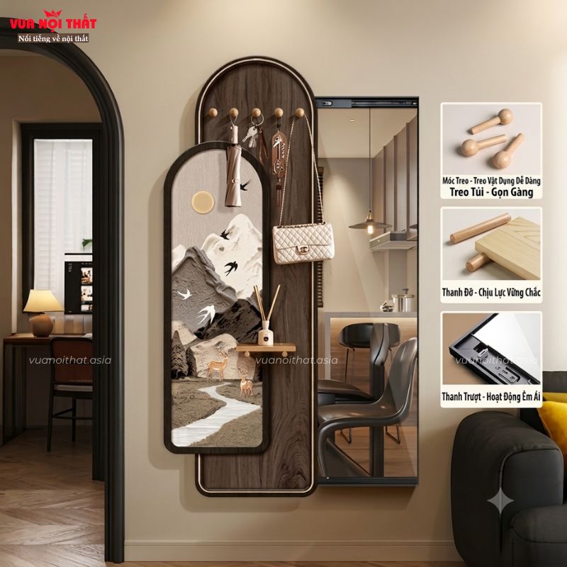 Đặc điểm của gương soi cánh trượt cổ điển màu gỗ GS04