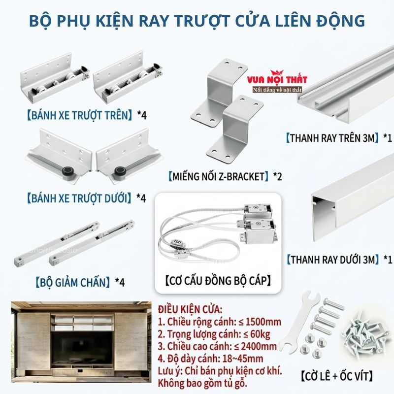 Bộ phụ kiện cửa trượt PKNT02 (loại liên động)