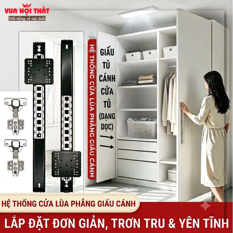 Phụ kiện ray trượt giấu cánh tủ PKNT04