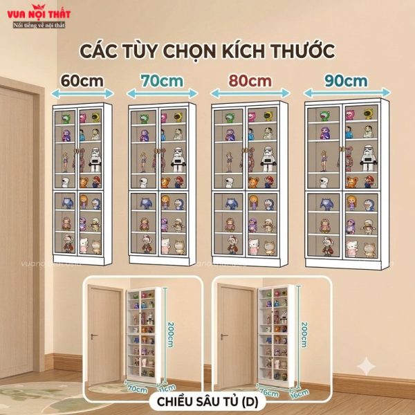 Tủ đựng đồ siêu mỏng sau cánh cửa hiện đại PKNT06 có nhiều kích thước